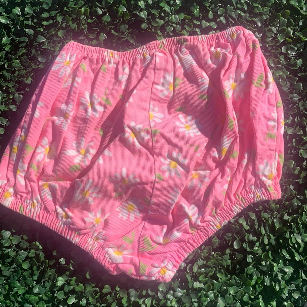 SOLD vintage 60s 70s nice quality cotton bright pink & floral bloomer short - Picture 6 of 7